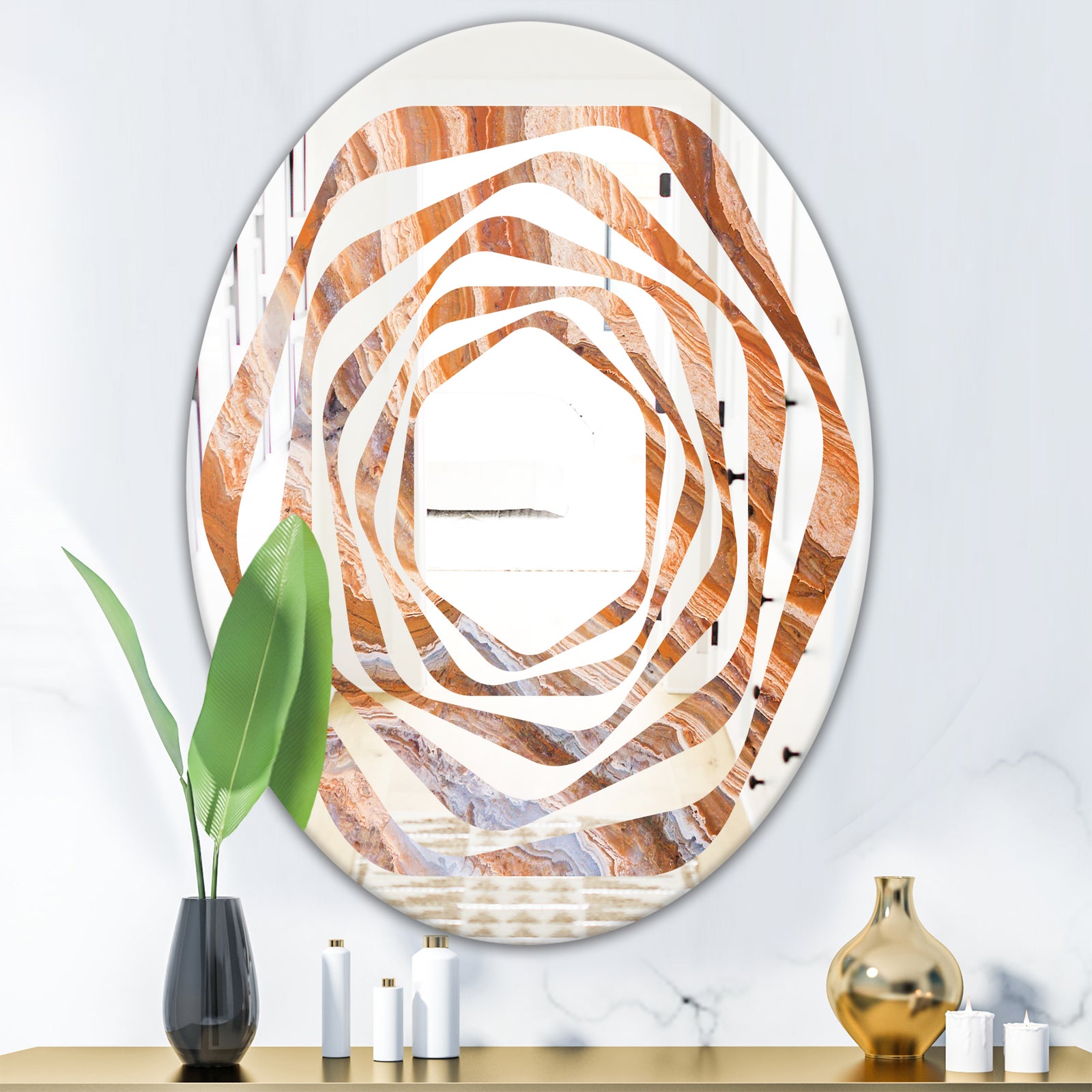 Marbled Geode 2 - Modern Round or Oval Wall Mirror - Whirl