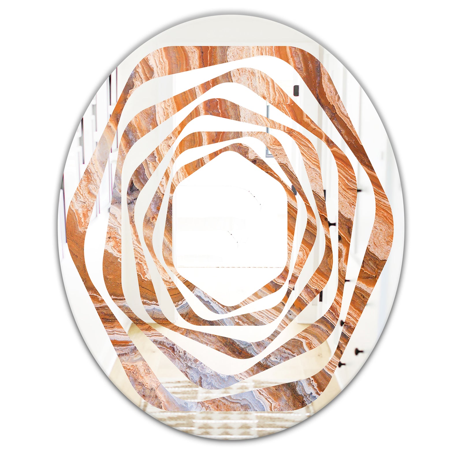 Marbled Geode 2 - Modern Round or Oval Wall Mirror - Whirl