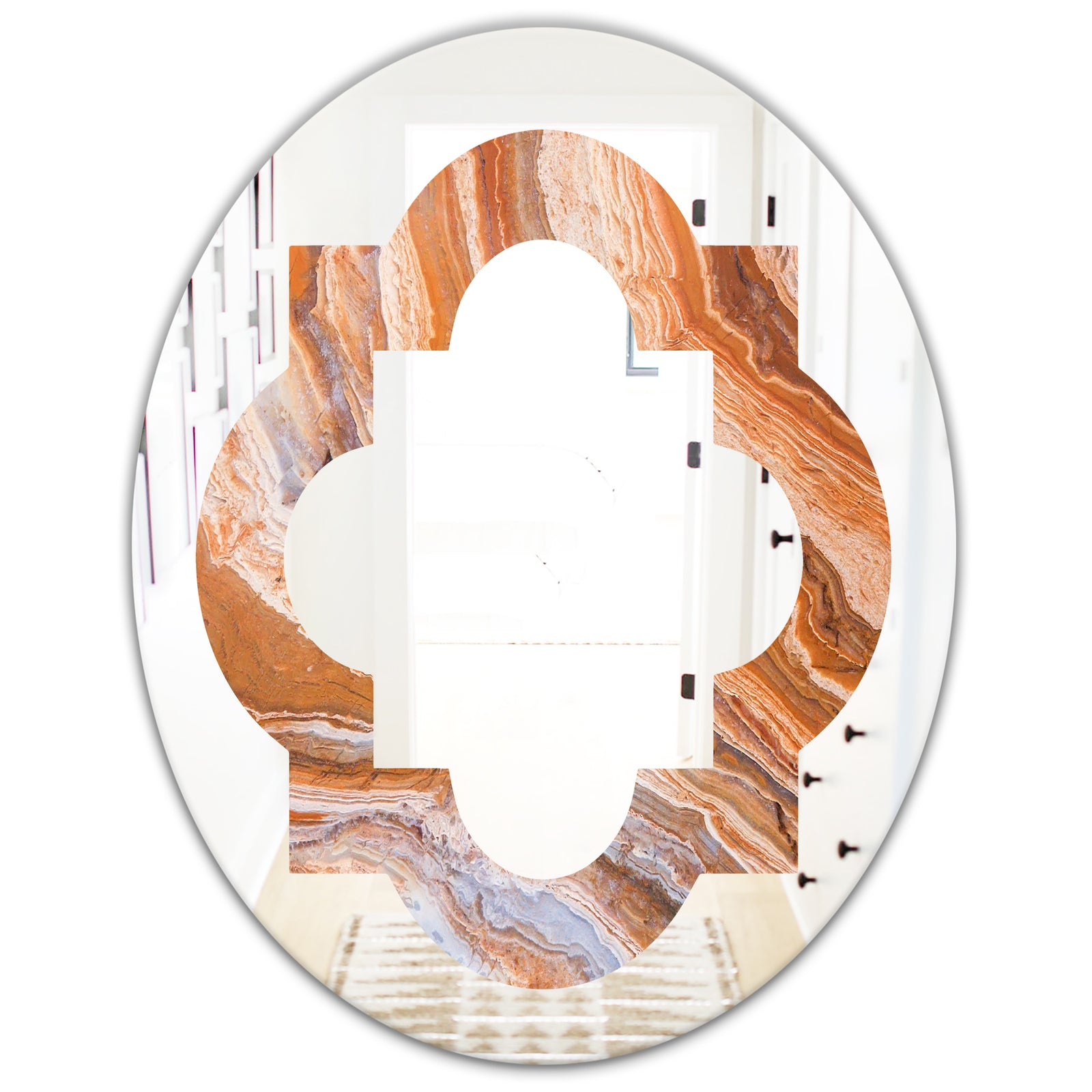 Marbled Geode 2 - Modern Round or Oval Wall Mirror - Quatrefoil