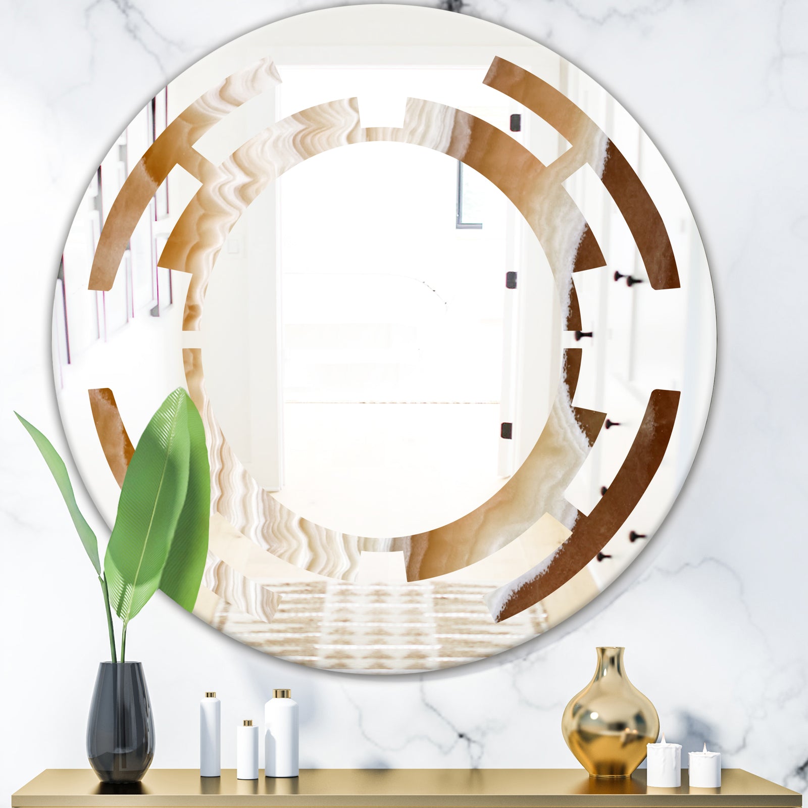 Marbled Geode 3 - Modern Round or Oval Wall Mirror - Space