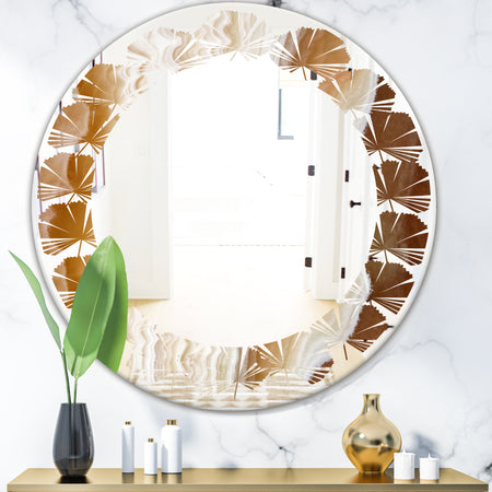 Marbled Geode 3 - Modern Round or Oval Wall Mirror - Leaves