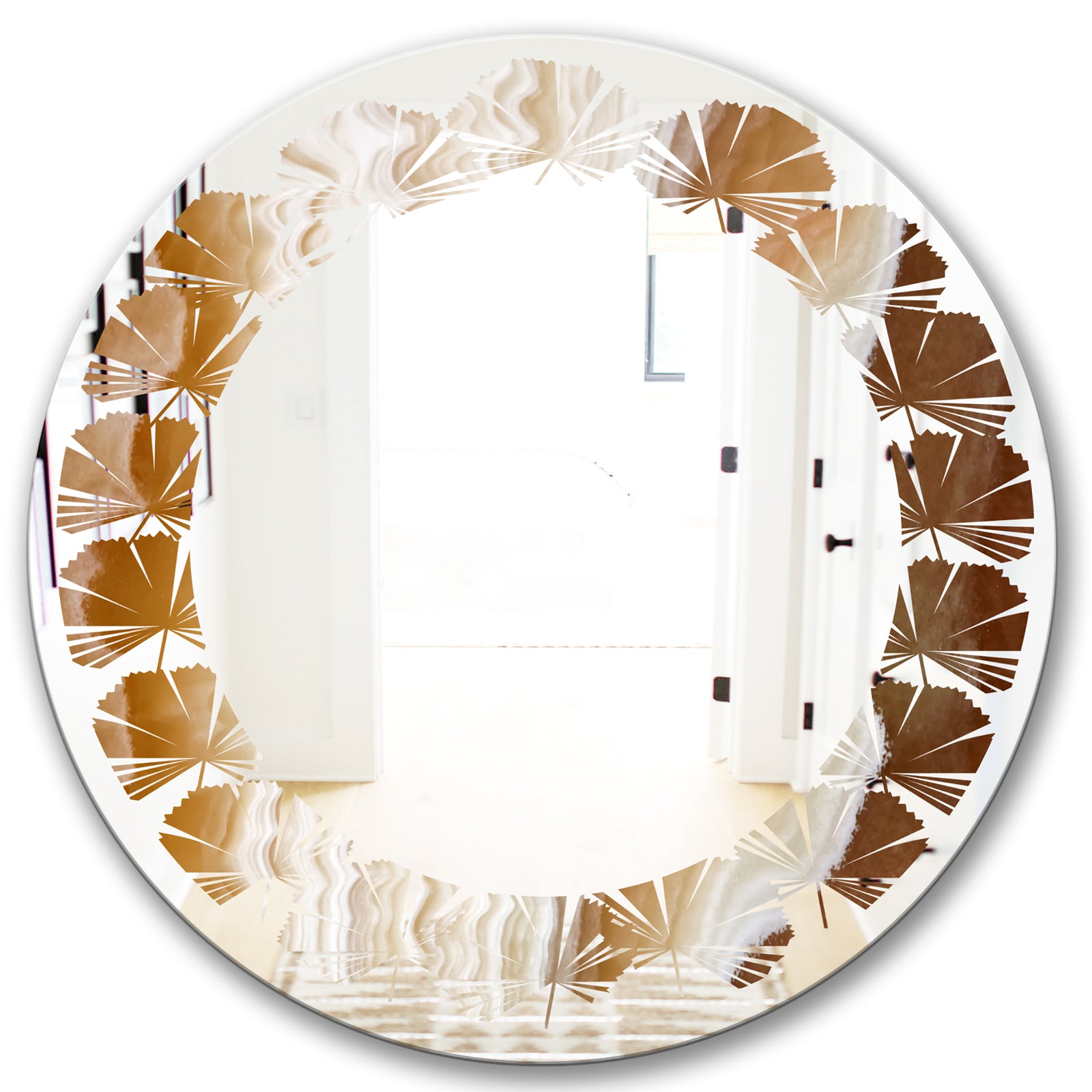 Marbled Geode 3 - Modern Round or Oval Wall Mirror - Leaves