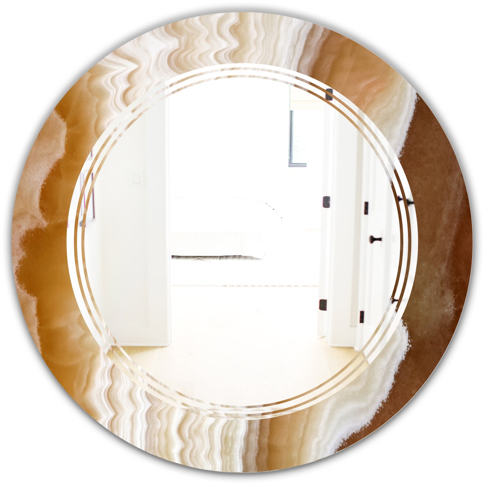 Marbled Geode 3 - Modern Round Wall Mirror - Triple C