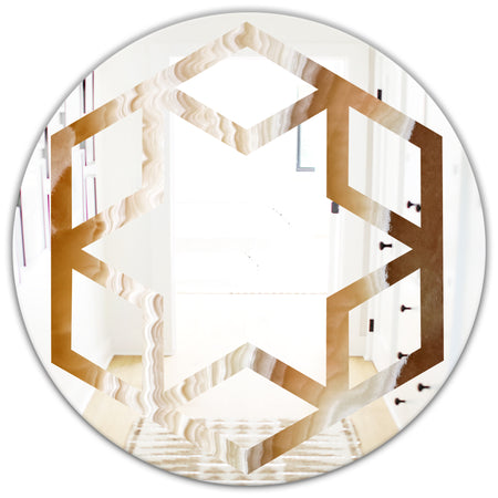 Marbled Geode 3 - Modern Round or Oval Wall Mirror - Hexagon Star