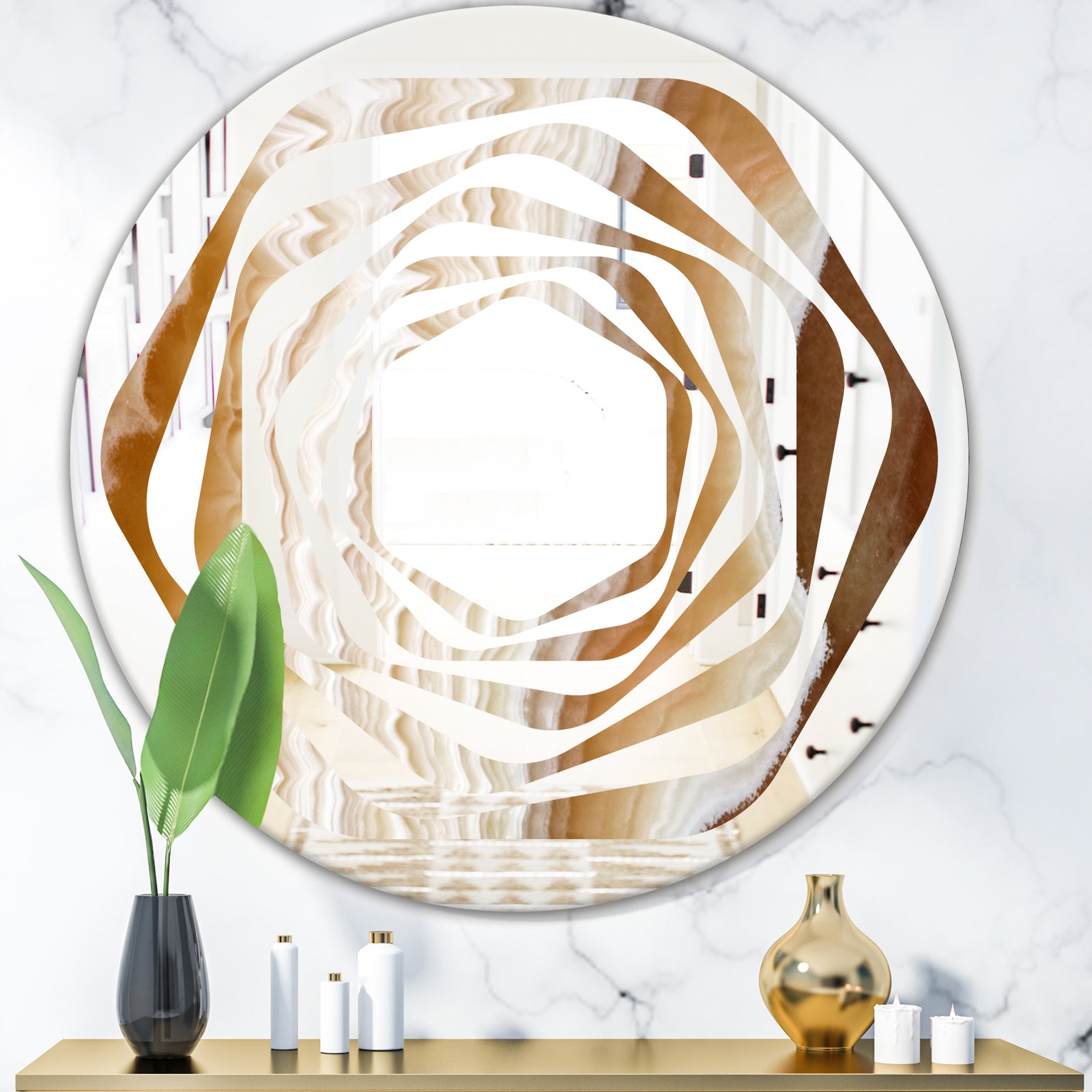 Marbled Geode 3 - Modern Round or Oval Wall Mirror - Whirl