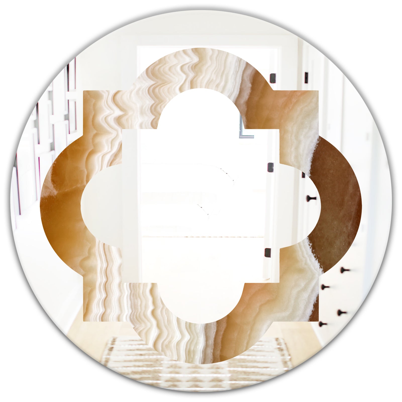 Marbled Geode 3 - Modern Round or Oval Wall Mirror - Quatrefoil