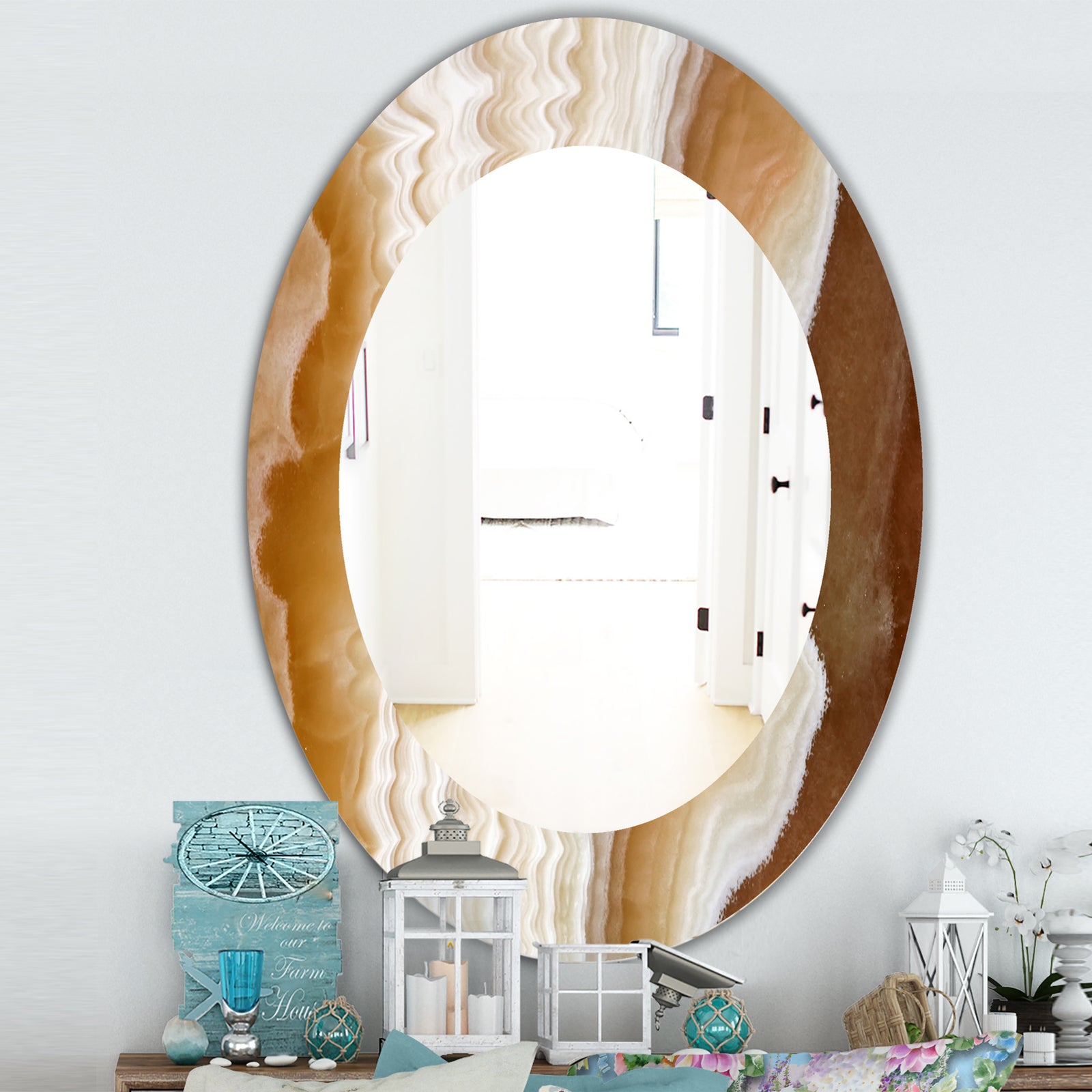 Marbled Geode 3 - Traditional Mirror - Oval or Round Wall Mirror