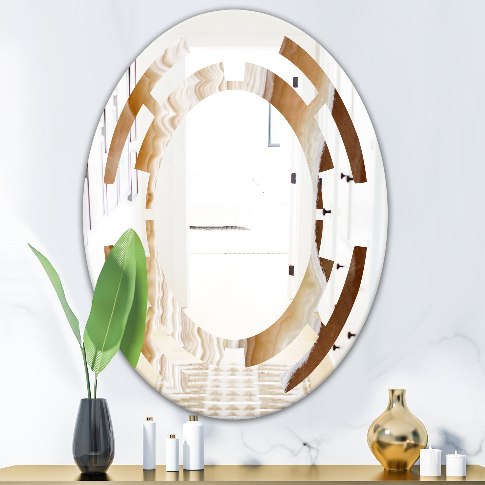 Marbled Geode 3 - Modern Round or Oval Wall Mirror - Space