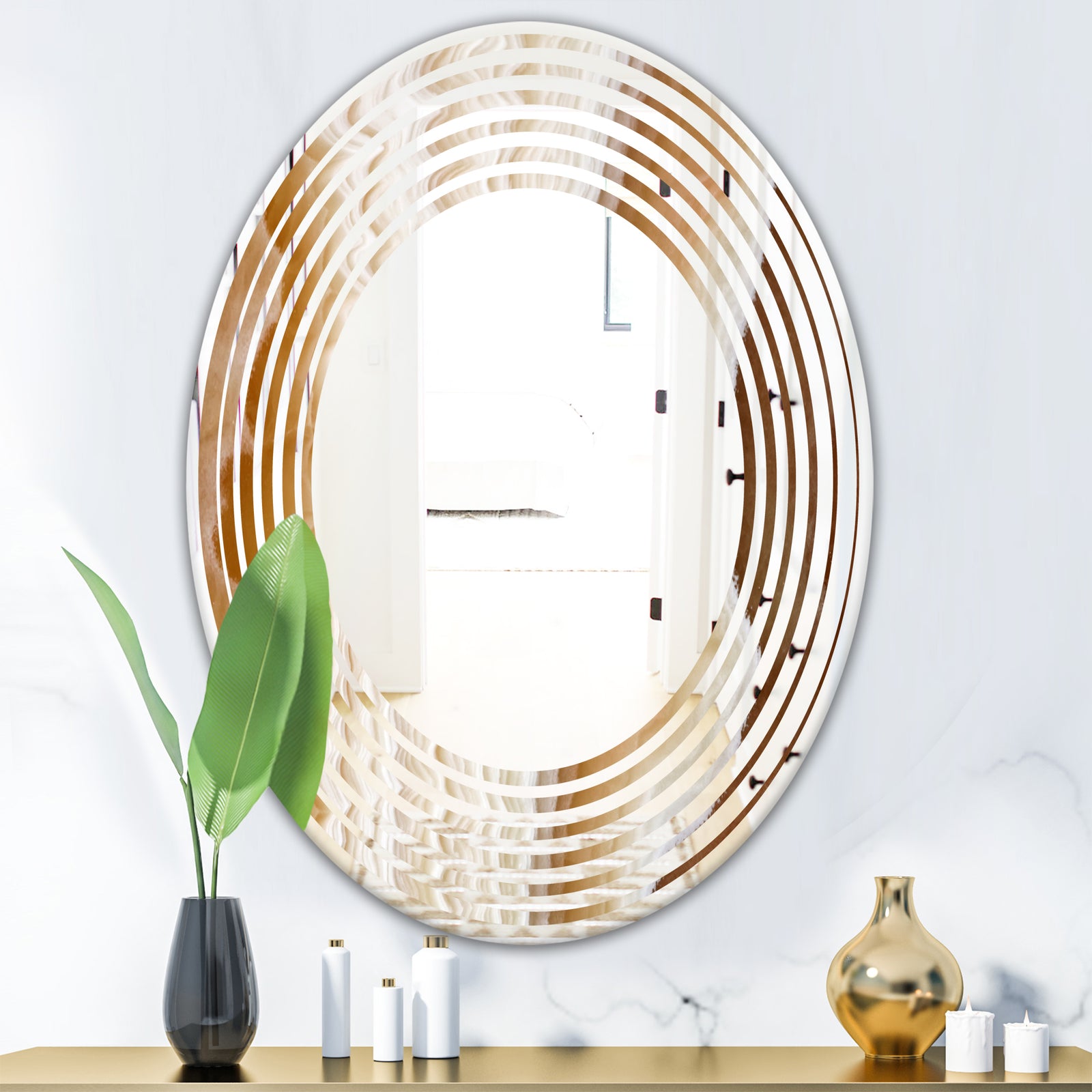 Marbled Geode 3 - Modern Round or Oval Wall Mirror - Wave