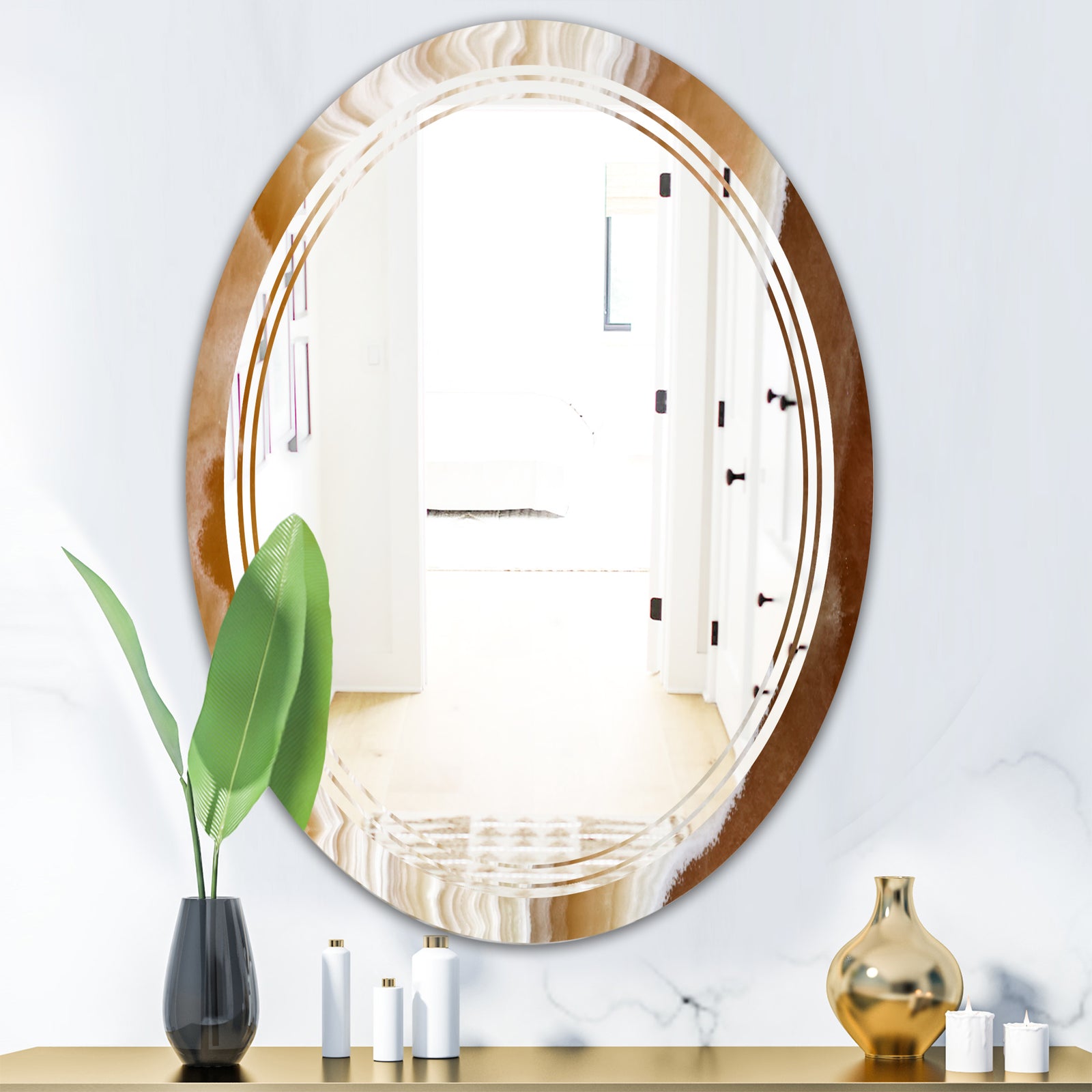 Marbled Geode 3 - Modern Round Wall Mirror - Triple C