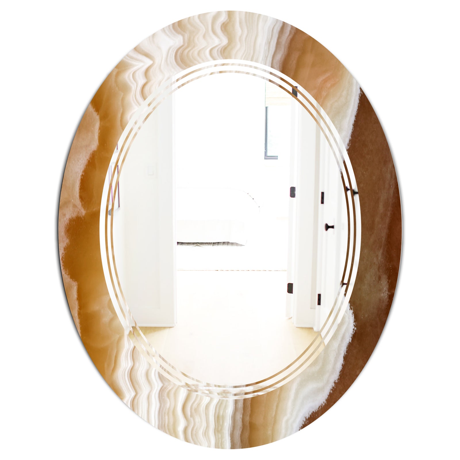 Marbled Geode 3 - Modern Round Wall Mirror - Triple C