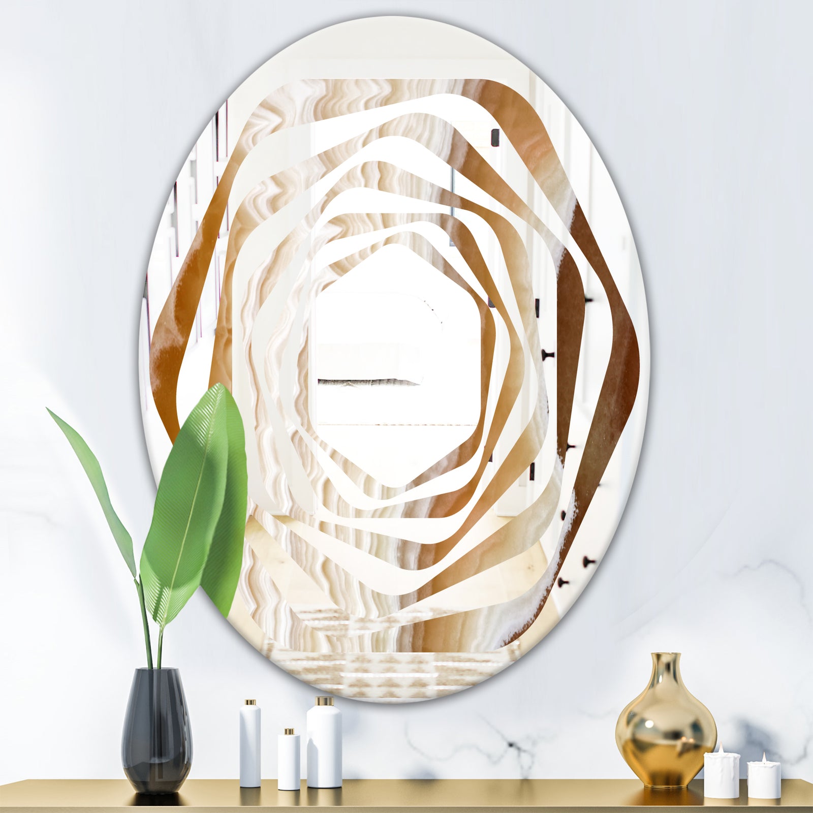 Marbled Geode 3 - Modern Round or Oval Wall Mirror - Whirl