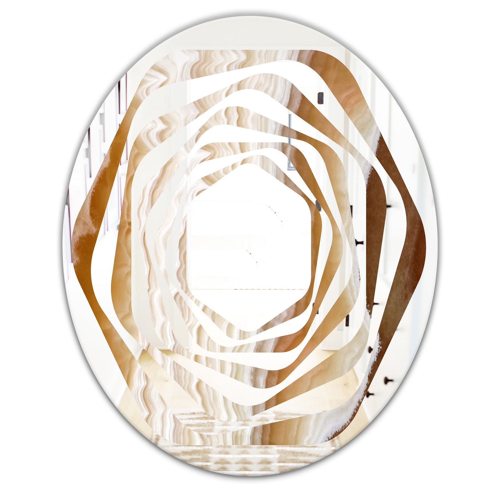 Marbled Geode 3 - Modern Round or Oval Wall Mirror - Whirl