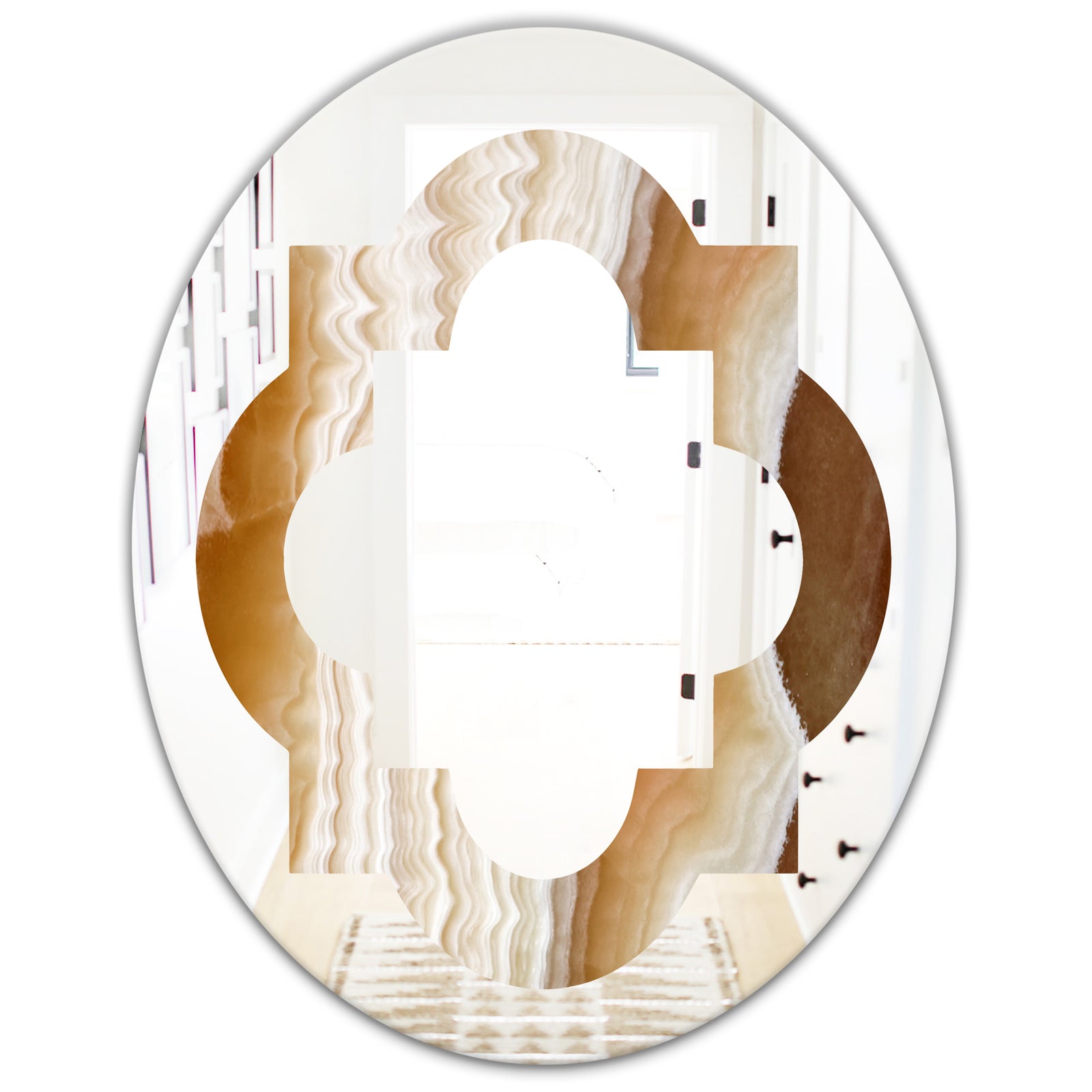 Marbled Geode 3 - Modern Round or Oval Wall Mirror - Quatrefoil
