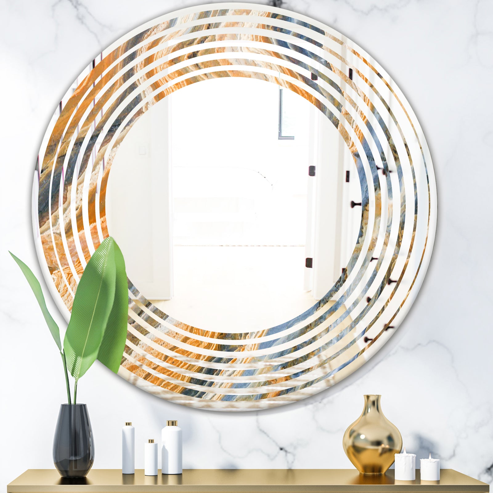 Marbled Geode 4 - Modern Round or Oval Wall Mirror - Wave