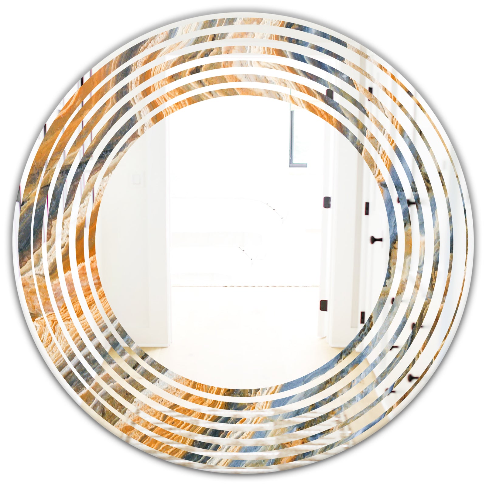 Marbled Geode 4 - Modern Round or Oval Wall Mirror - Wave