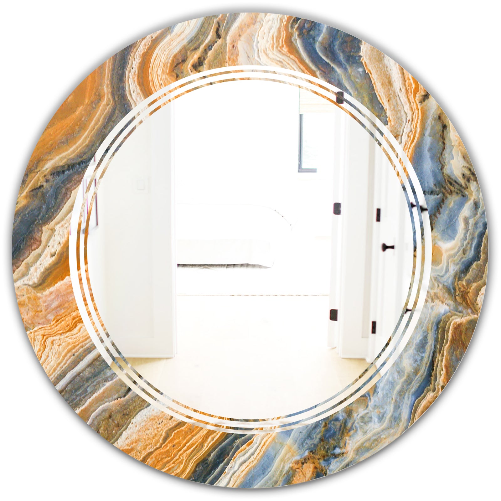 Marbled Geode 4 - Modern Round or Oval Wall Mirror - Triple C