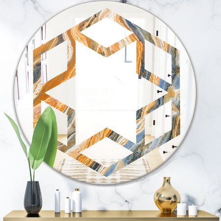 Marbled Geode 4 - Modern Round or Oval Wall Mirror - Hexagon Star