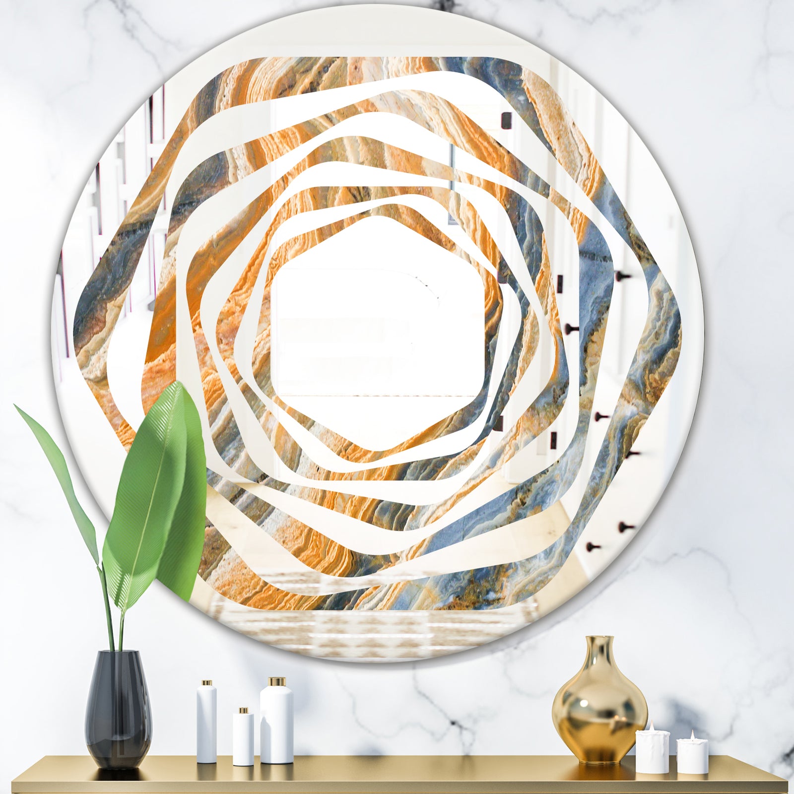 Marbled Geode 4 - Modern Round or Oval Wall Mirror - Whirl