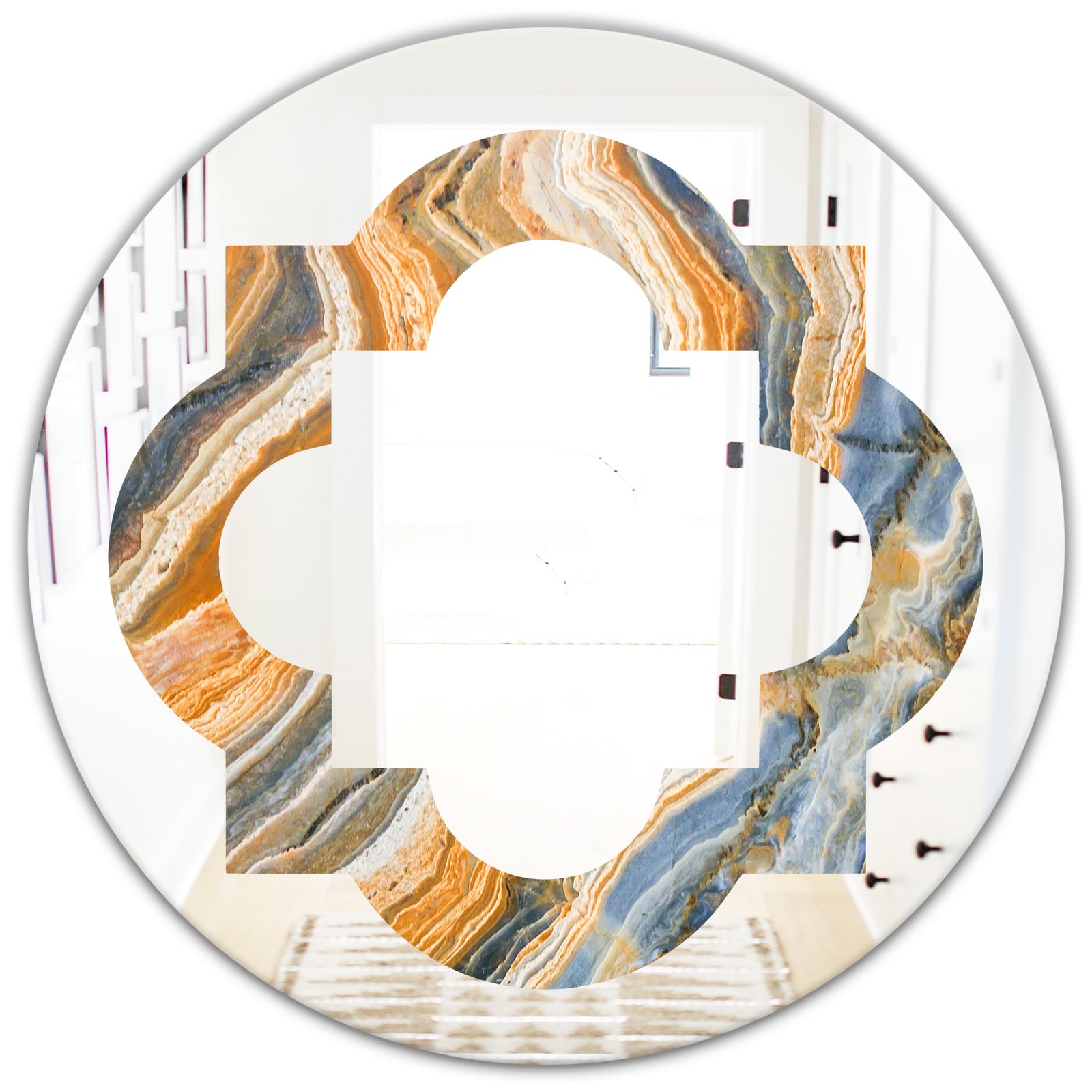 Marbled Geode 4 - Modern Round or Oval Wall Mirror - Quatrefoil