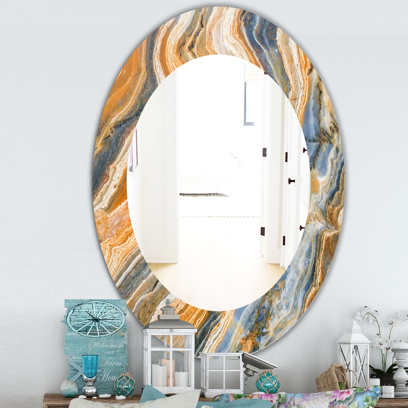 Porch & Den 'Marbled Geode 4 - Traditional Mirror