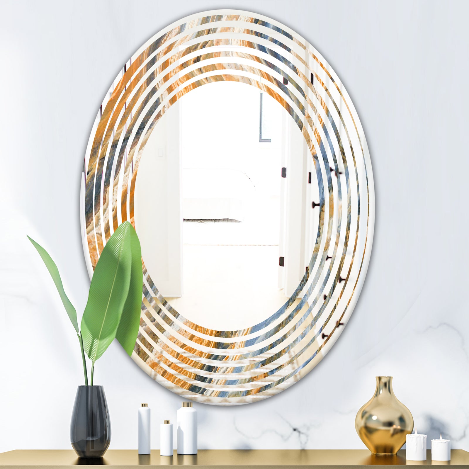 Marbled Geode 4 - Modern Round or Oval Wall Mirror - Wave