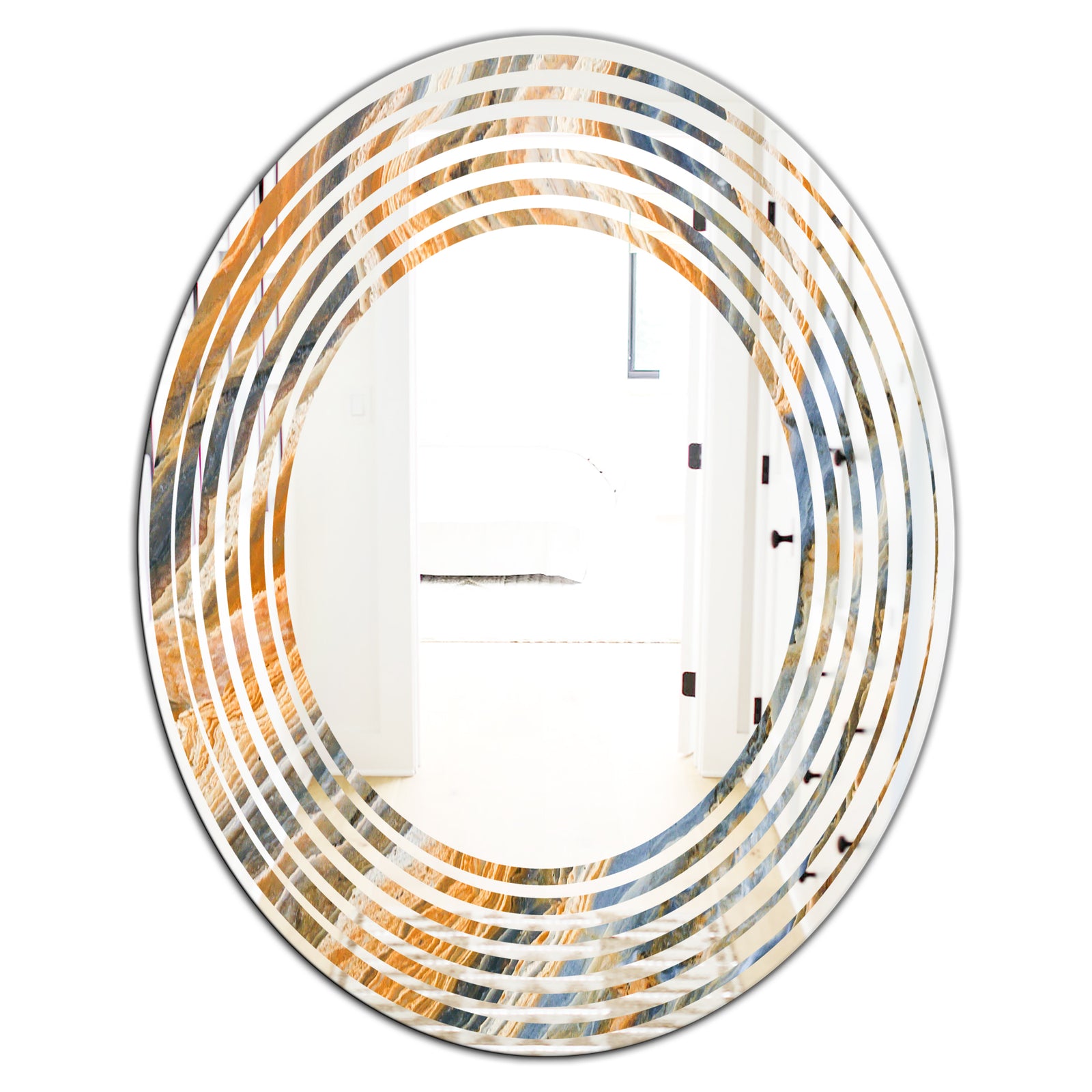 Marbled Geode 4 - Modern Round or Oval Wall Mirror - Wave