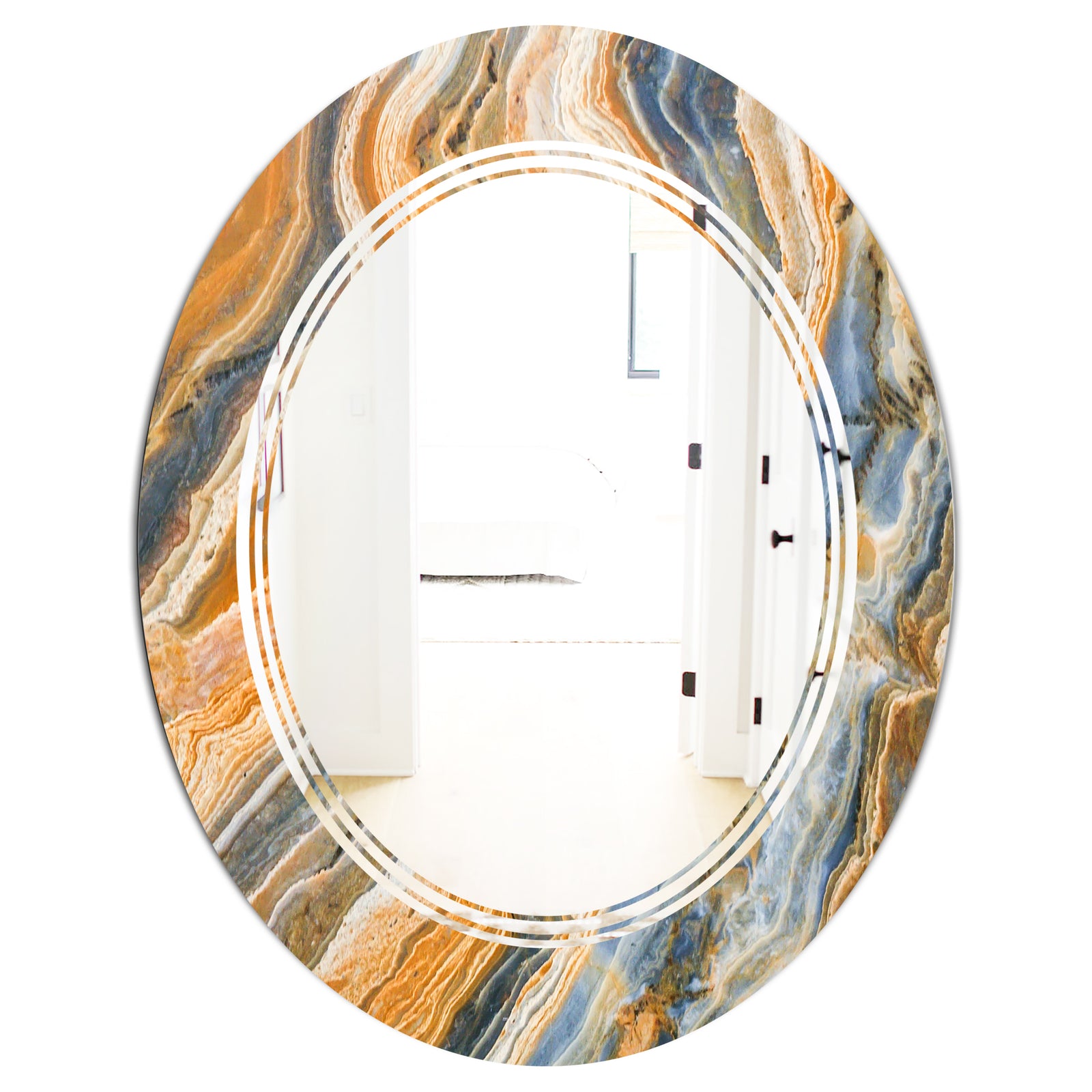 Marbled Geode 4 - Modern Round or Oval Wall Mirror - Triple C