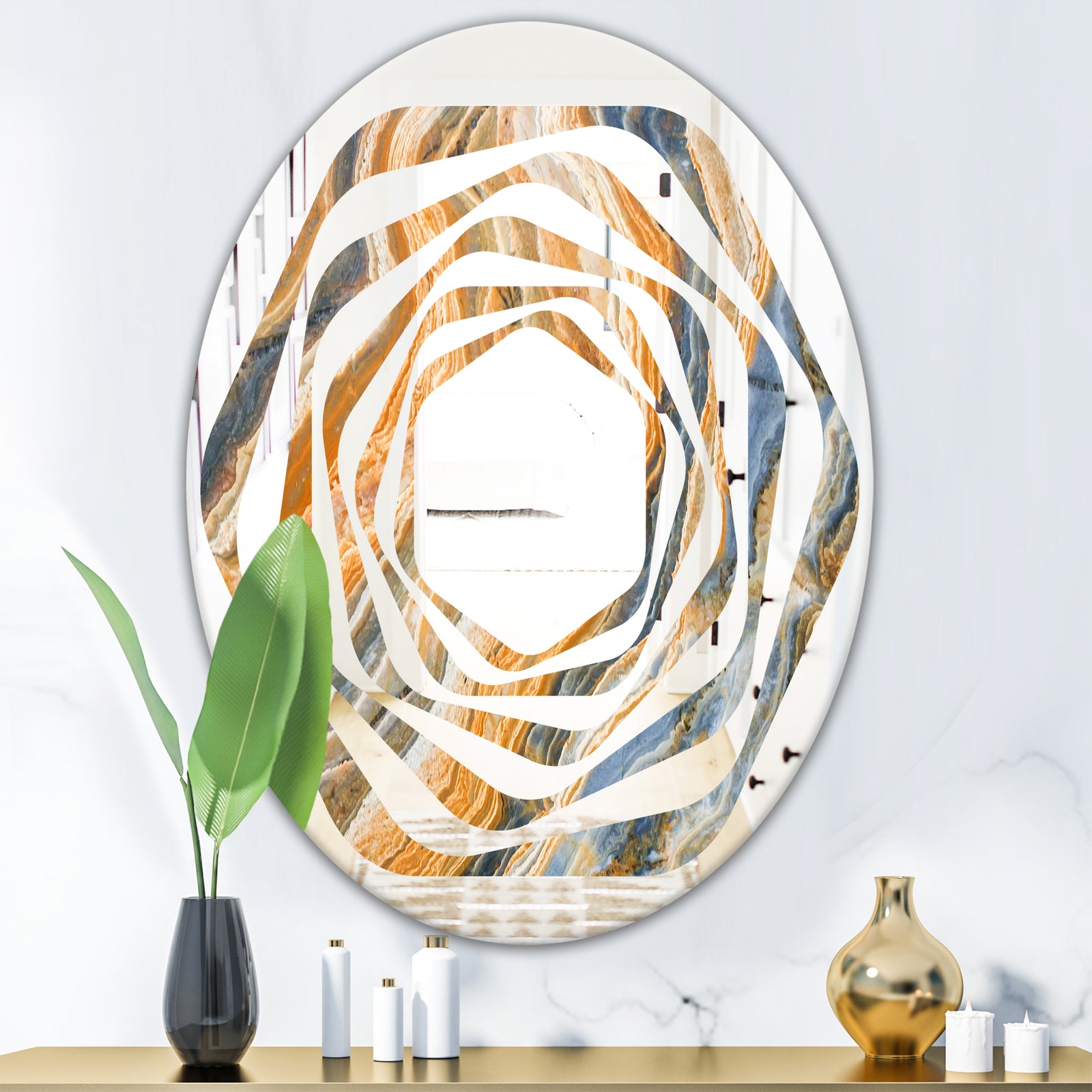 Marbled Geode 4 - Modern Round or Oval Wall Mirror - Whirl