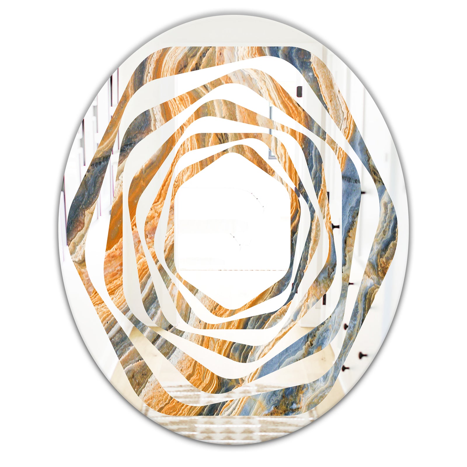 Marbled Geode 4 - Modern Round or Oval Wall Mirror - Whirl