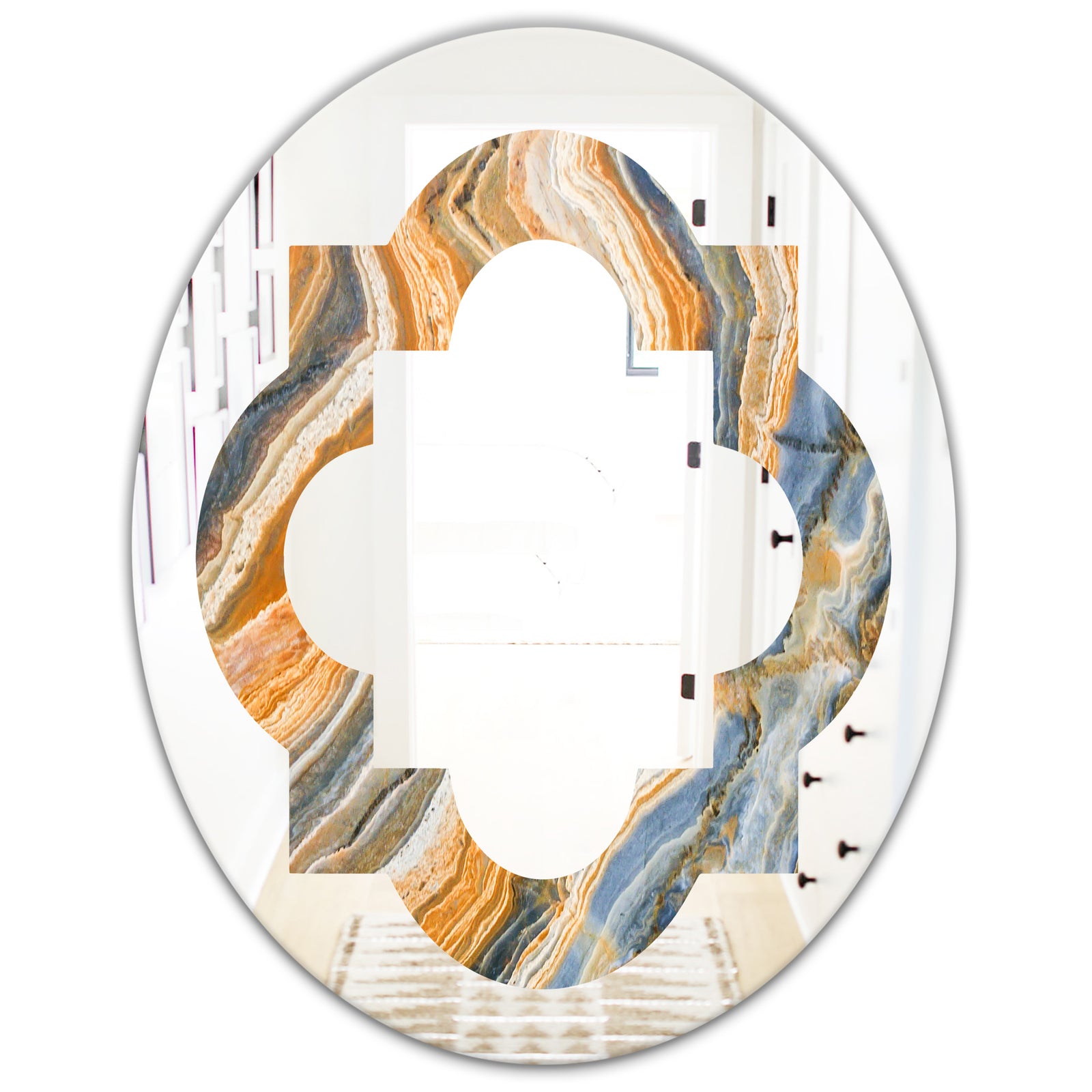 Marbled Geode 4 - Modern Round or Oval Wall Mirror - Quatrefoil