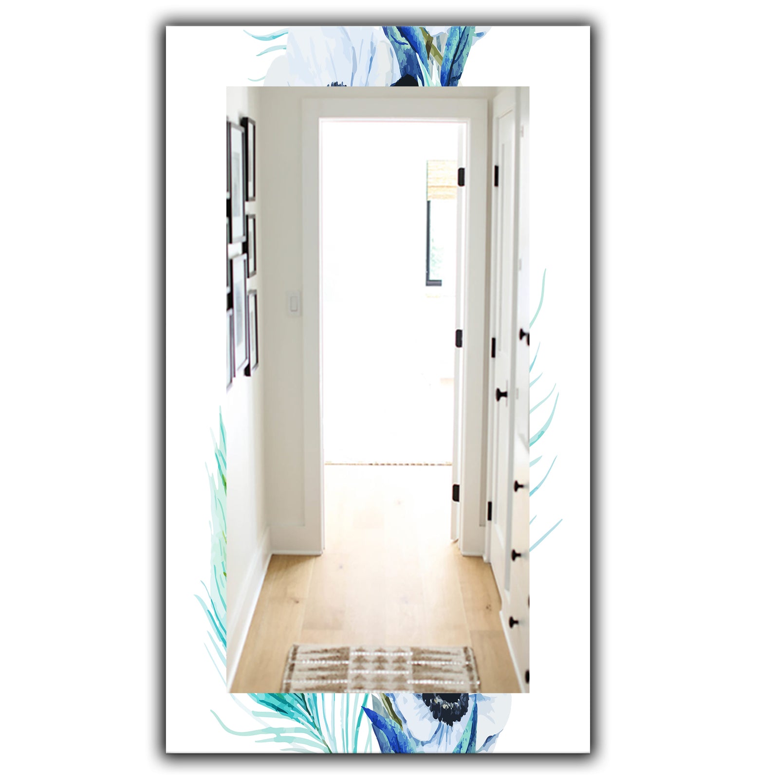 Anemones and Peacock Feathers - Traditional Mirror - Wall Mirror