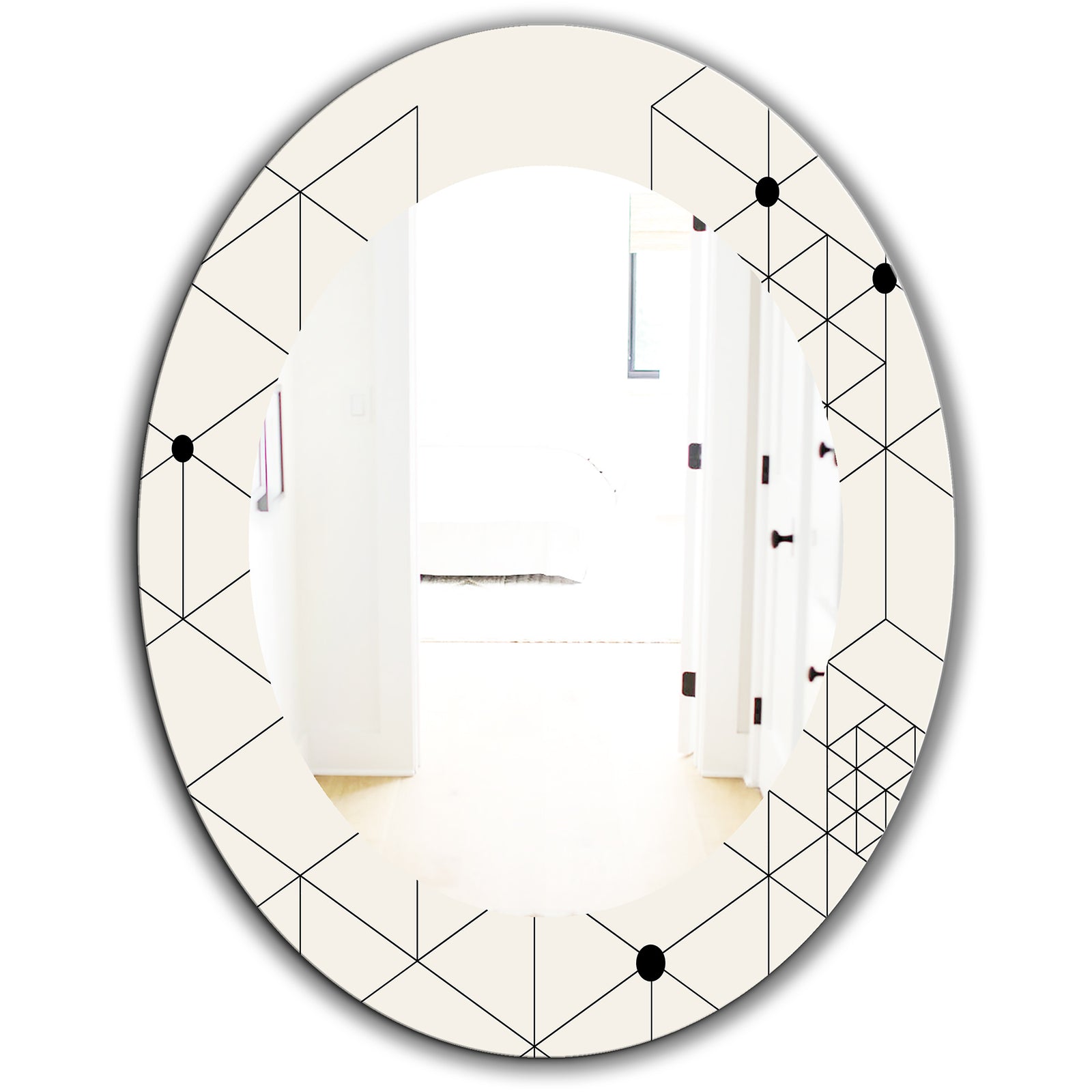 Triangular Spacy Spheres 1 - Mid-Century Mirror - Oval or Round Wall Mirror