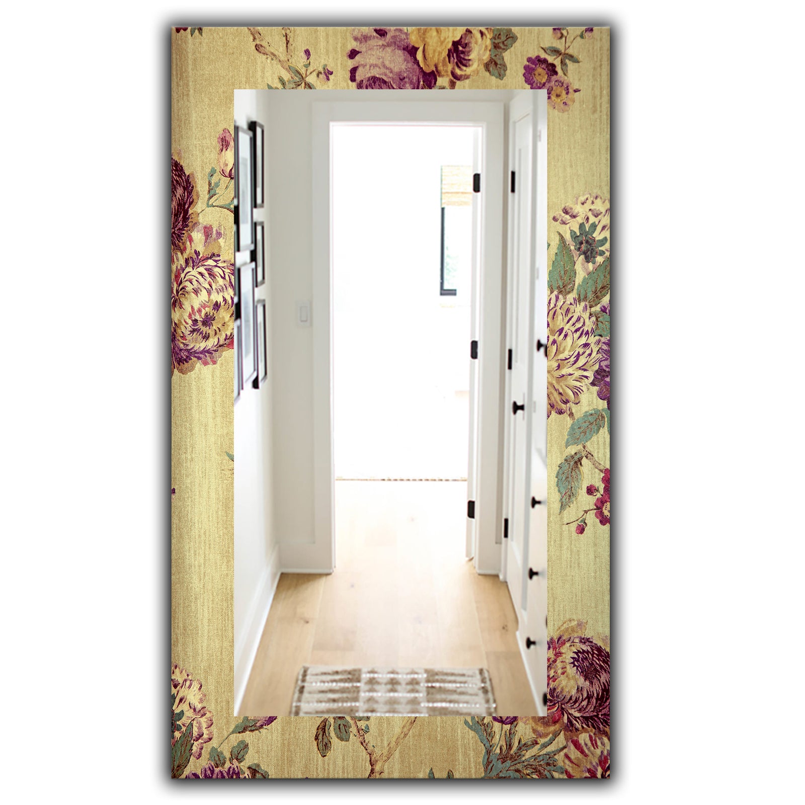 Vintage Purple Flowers - Bohemian and Eclectic Mirror - Vanity Mirror
