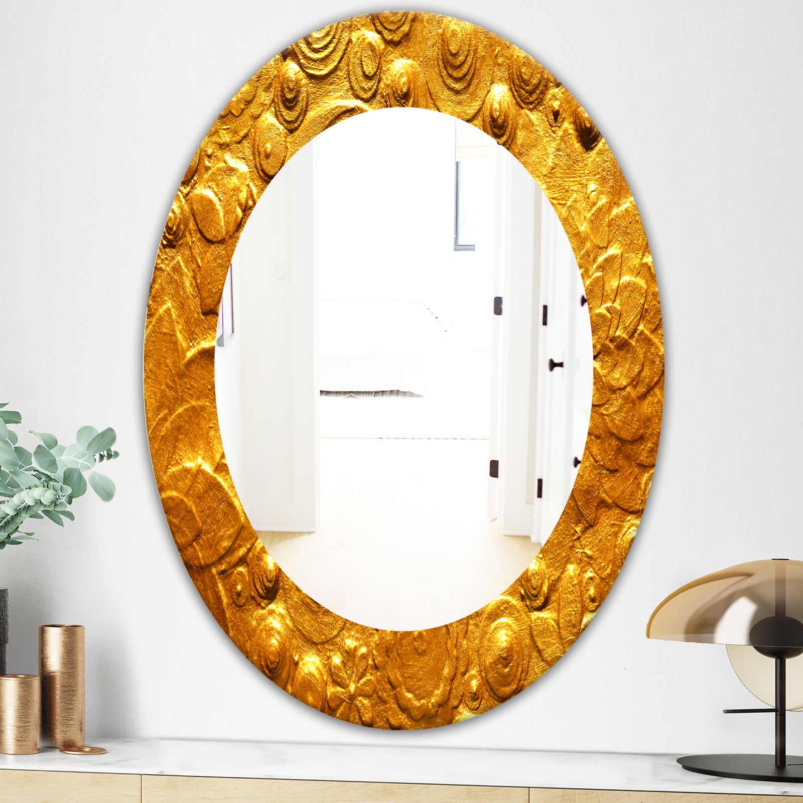 Yellow Moods 23 - Modern Mirror - Oval or Round Wall Mirror