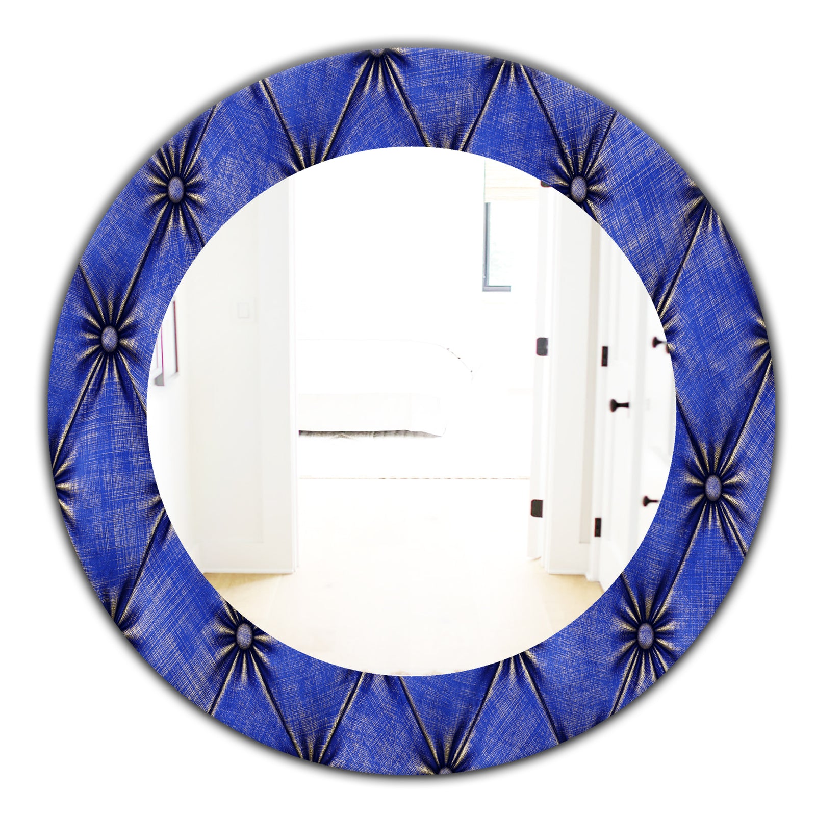 Leather Print V - Modern Mirror - Oval or Round Wall Mirror