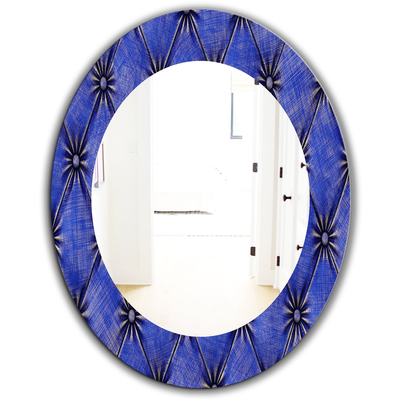 Leather Print V - Modern Mirror - Oval or Round Wall Mirror