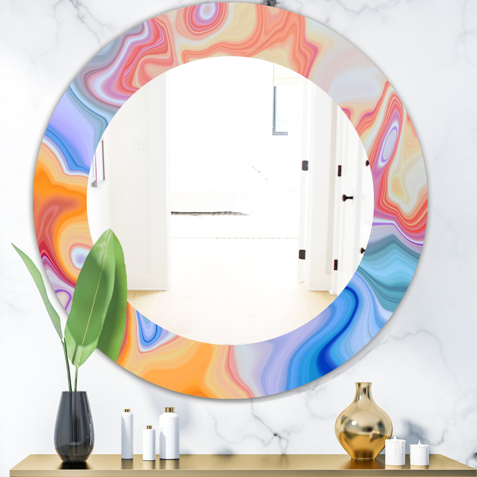 Marbled Geode 6 - Modern Mirror - Oval or Round Wall Mirror
