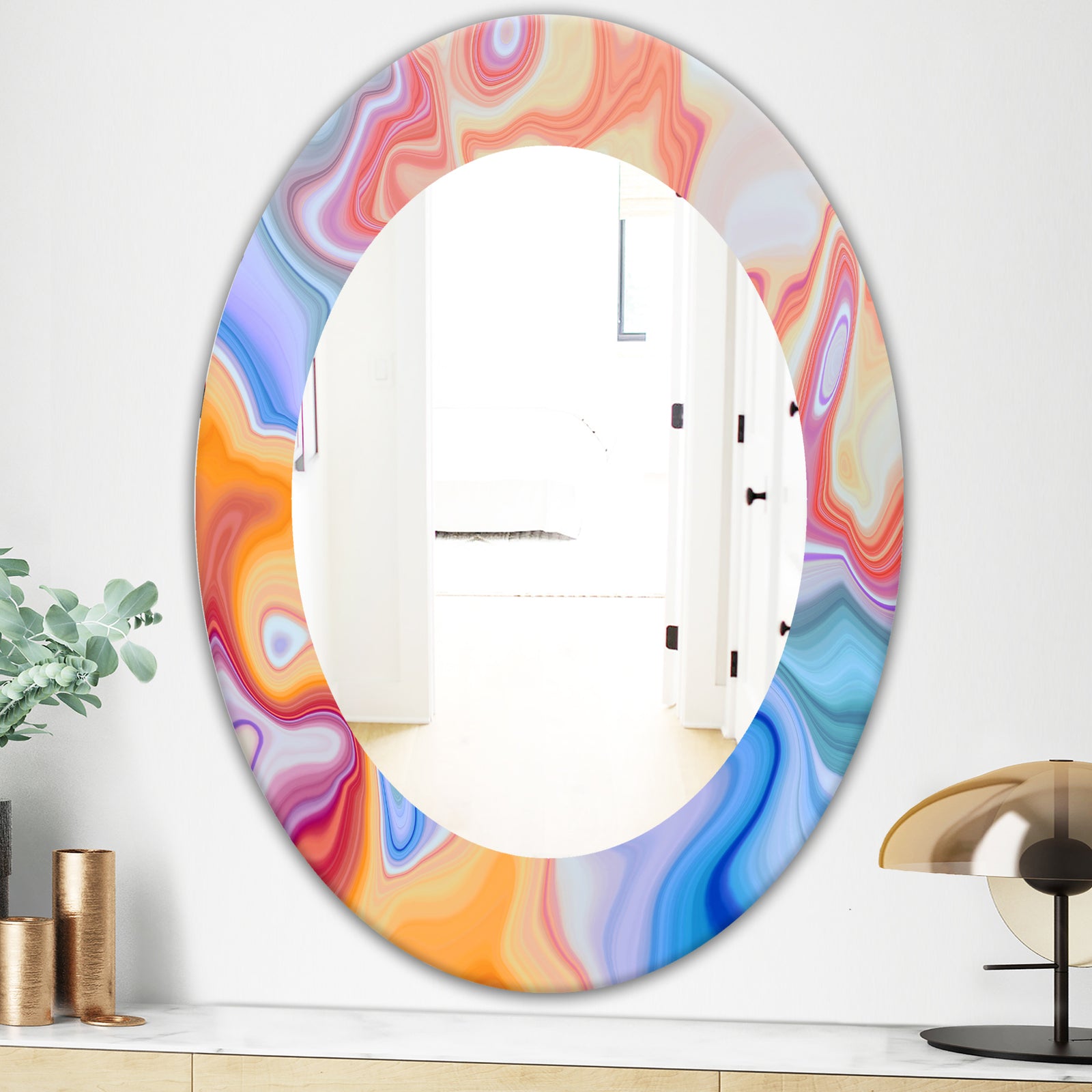 Marbled Geode 6 - Modern Mirror - Oval or Round Wall Mirror