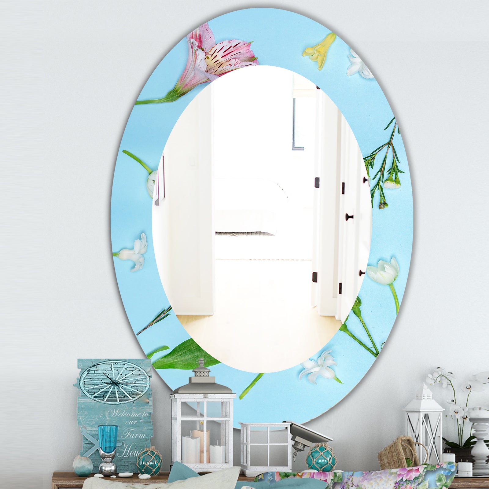 Blooming Rose - Traditional Mirror - Oval or Round Wall Mirror