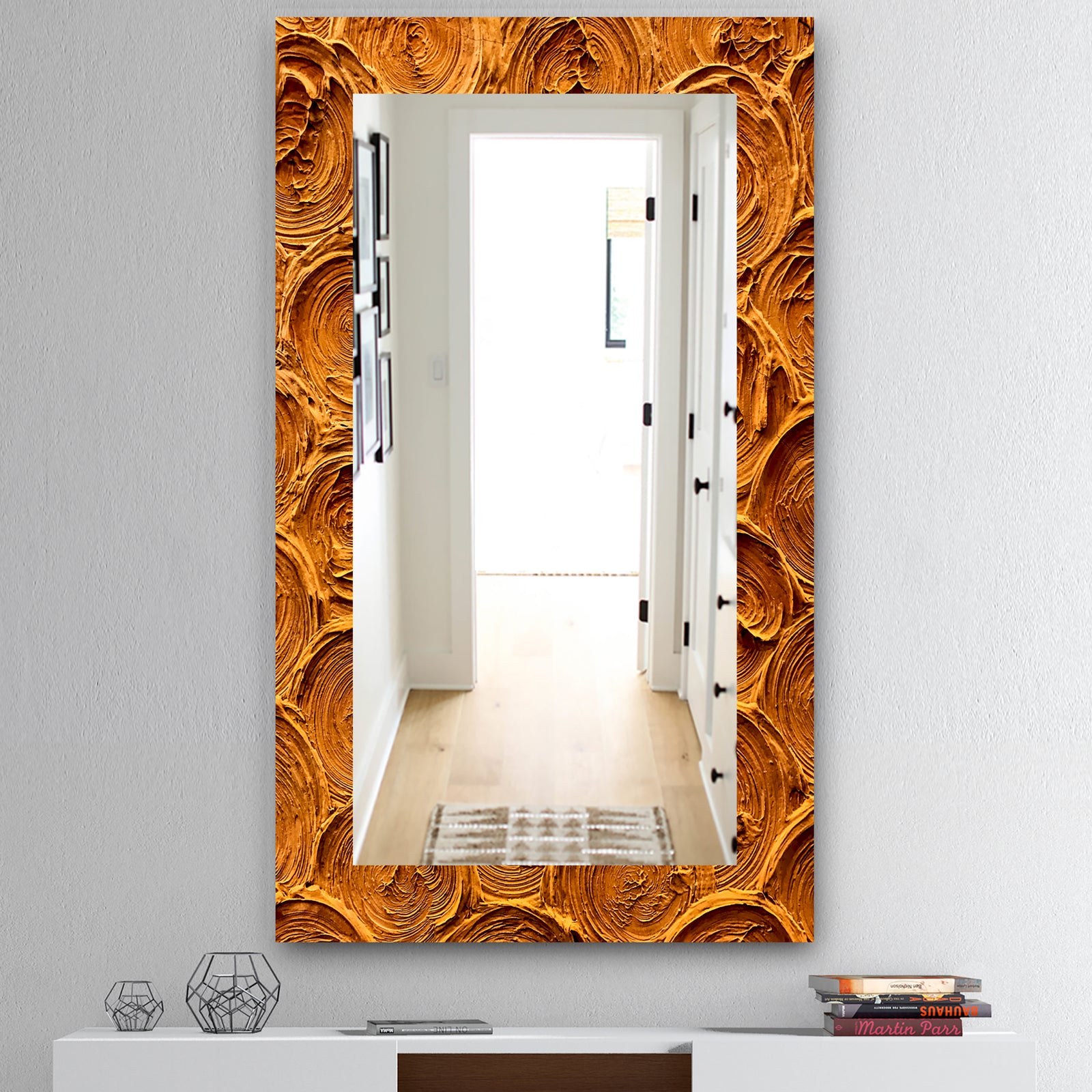 Concentric Paint Rings In Earthy Gold Brown - Mid-Century Mirror - Wall Mirror