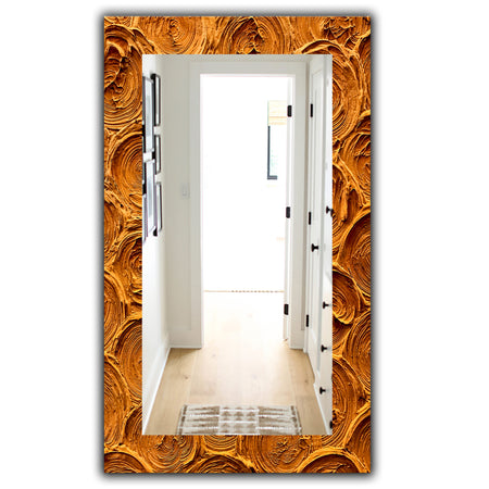 Concentric Paint Rings In Earthy Gold Brown - Mid-Century Mirror - Wall Mirror