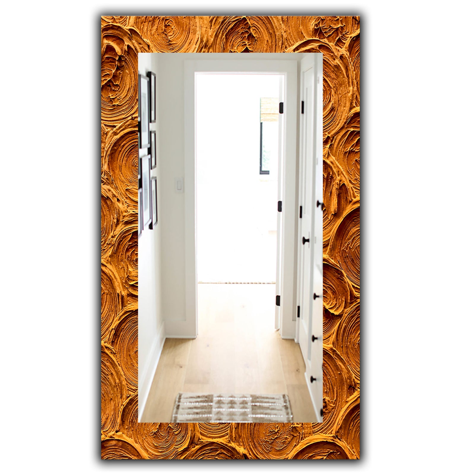 Concentric Paint Rings In Earthy Gold Brown - Mid-Century Mirror - Wall Mirror