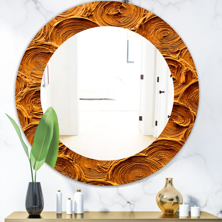 Concentric Paint Rings In Earthy Gold Brown - Mid-Century Mirror - Oval or Round Wall Mirror