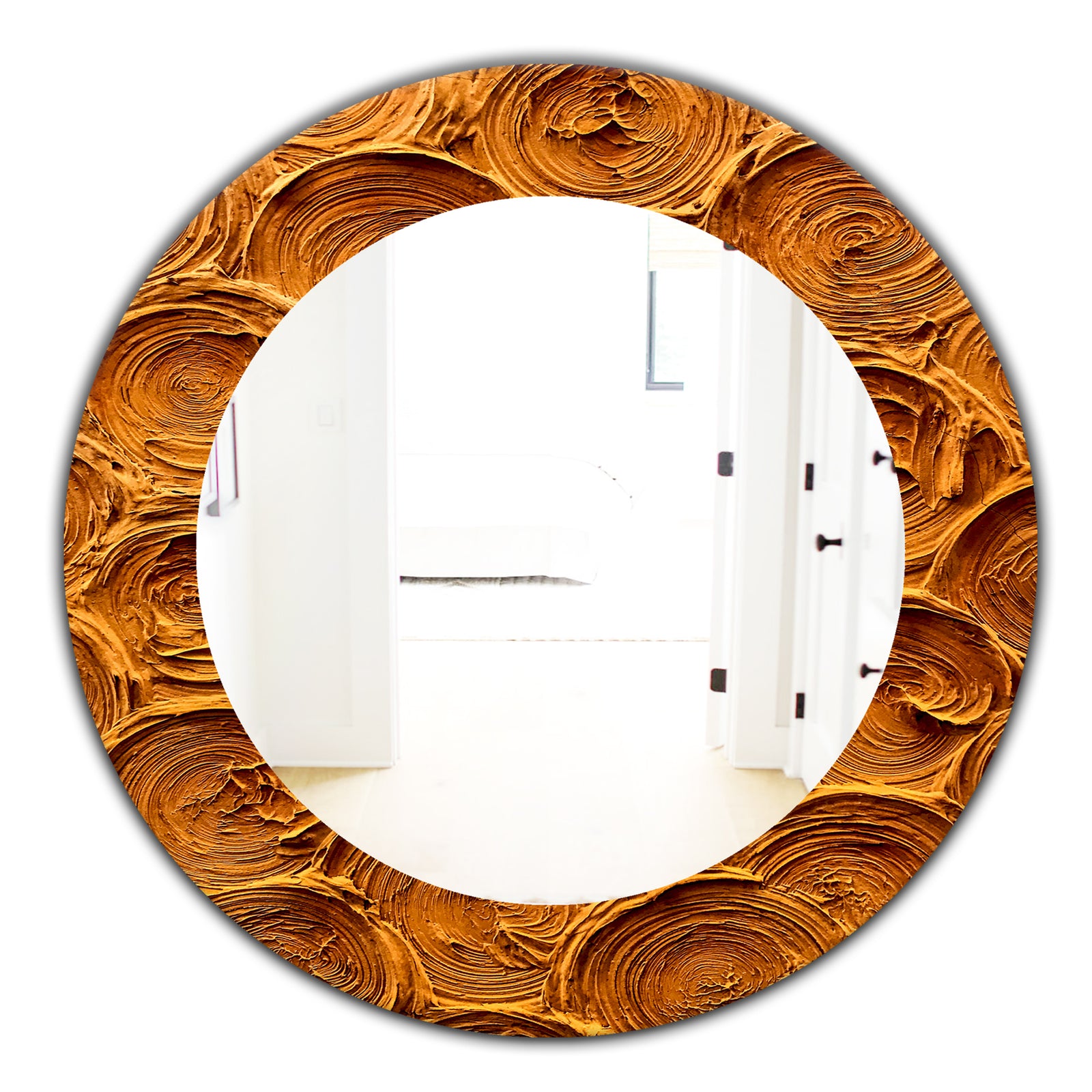 Concentric Paint Rings In Earthy Gold Brown - Mid-Century Mirror - Oval or Round Wall Mirror