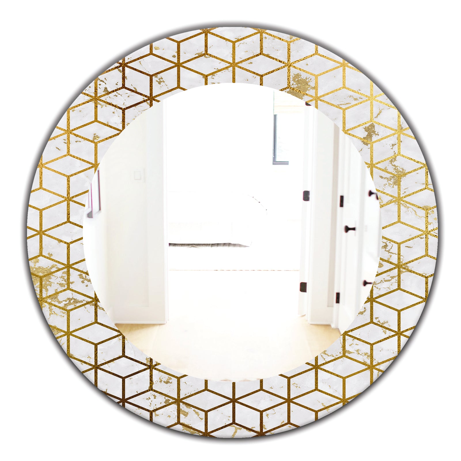 Capital Gold Honeycomb 6 - Modern Mirror - Frameless Oval or Round Wall Mirror