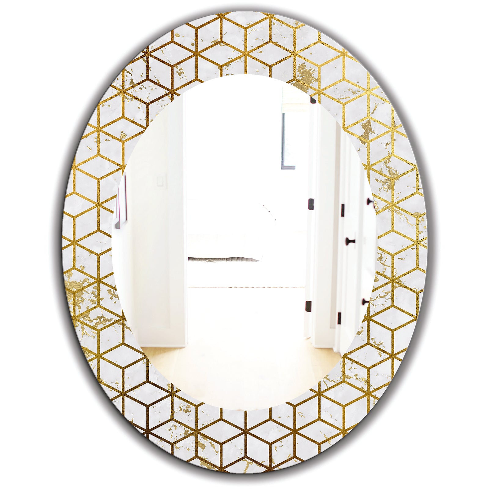 Capital Gold Honeycomb 6 - Modern Mirror - Frameless Oval or Round Wall Mirror