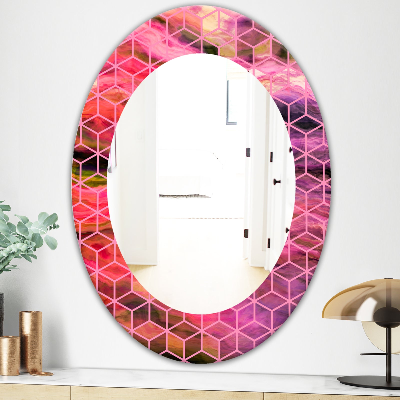 Capital Gold Honeycomb 7 - Modern Mirror - Frameless Oval or Round Wall Mirror