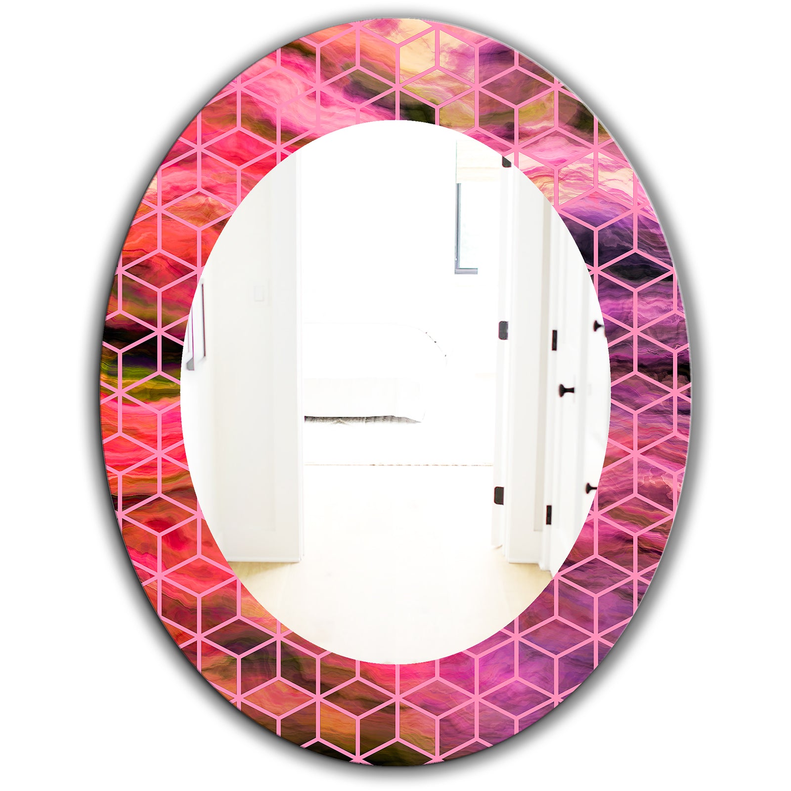 Capital Gold Honeycomb 7 - Modern Mirror - Frameless Oval or Round Wall Mirror