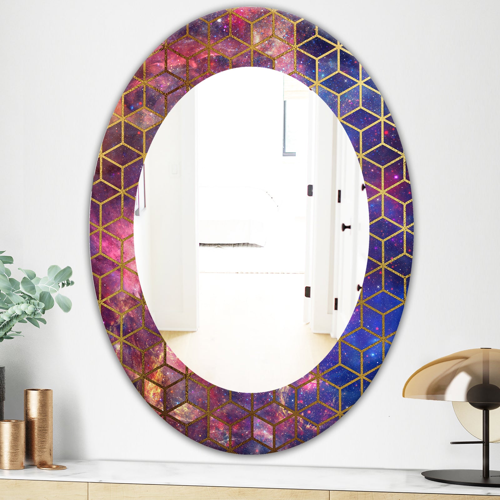 Capital Gold Honeycomb 8 - Modern Mirror - Frameless Oval or Round Wall Mirror